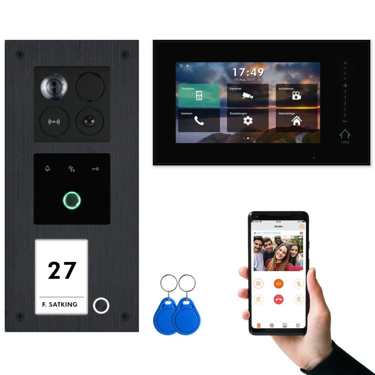 BALTER ERA IP Unterputz Video Türsprechanlagen mit Fingerprint Schwarz/Schwarz 1 Familienhaus Set 1x 7 Monitor WiFi BALTER ERA IP Unterputz Video Türsprechanlagen mit Fingerprint Schwarz/Schwarz 1 Familienhaus Set 1x 7 Monitor WiFi von Balter