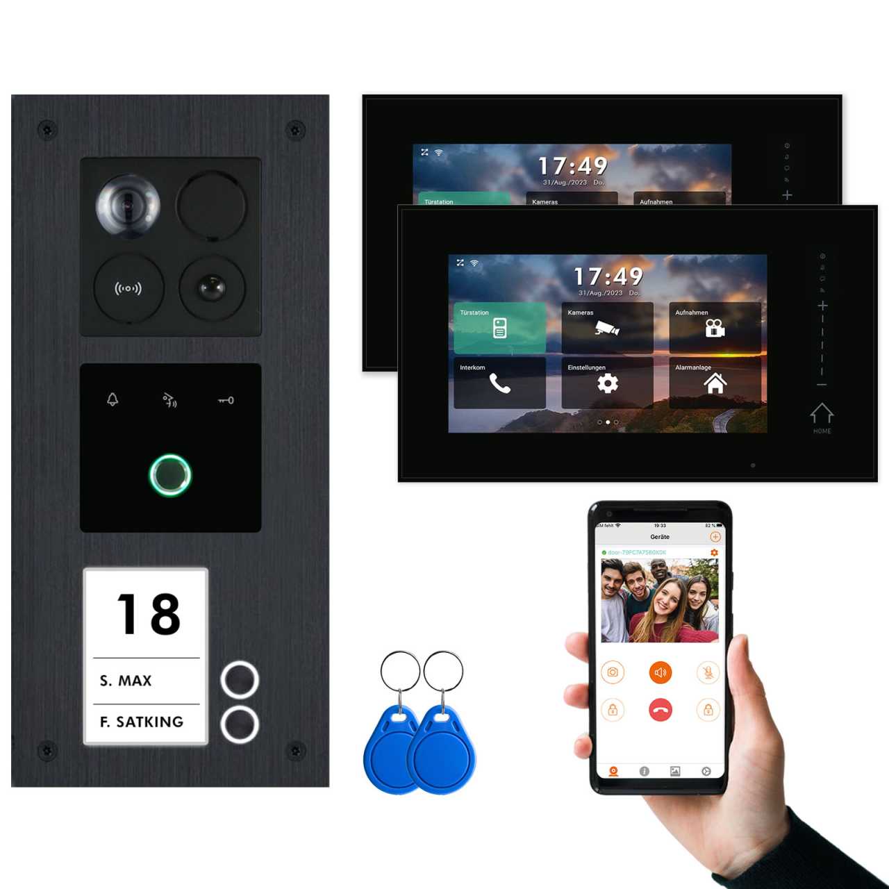 BALTER ERA IP Unterputz Video Türsprechanlagen mit Fingerprint Schwarz/Schwarz 2 Familienhaus Set 2x 7 Monitor WiFi BALTER ERA IP Unterputz Video Türsprechanlagen mit Fingerprint Schwarz/Schwarz 2 Familienhaus Set 2x 7 Monitor WiFi von Balter