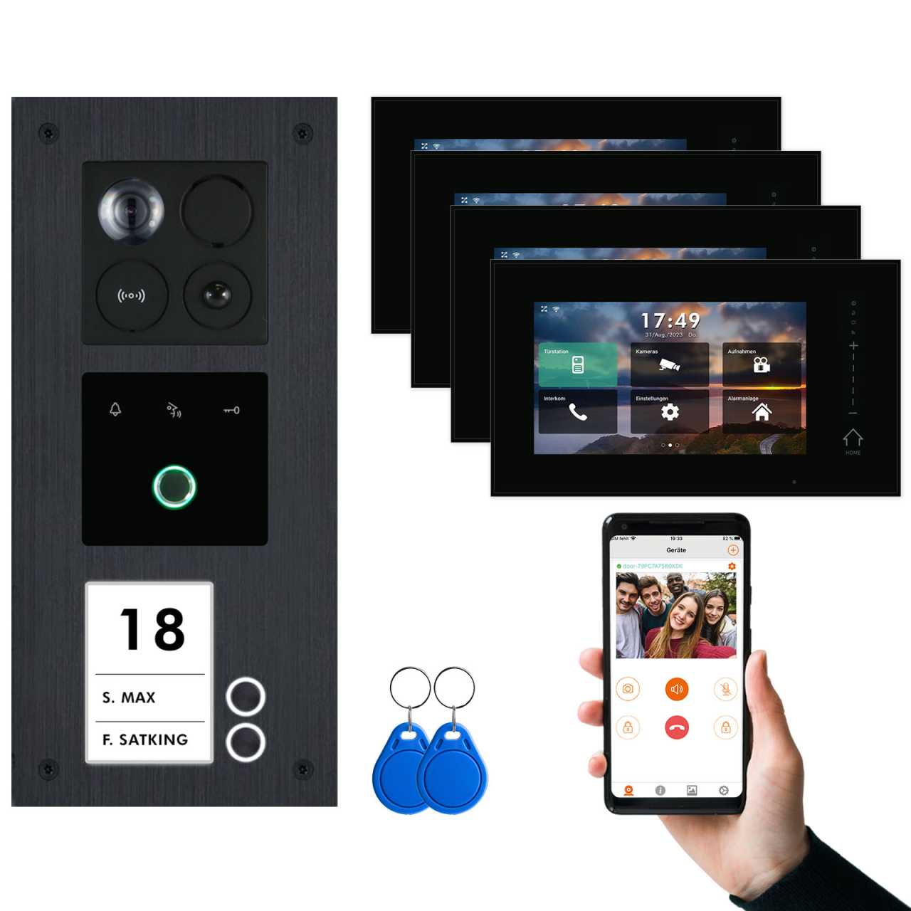 BALTER ERA IP Unterputz Video Türsprechanlagen mit Fingerprint Schwarz/Schwarz 2 Familienhaus Set 4x 7 Monitor WiFi BALTER ERA IP Unterputz Video Türsprechanlagen mit Fingerprint Schwarz/Schwarz 2 Familienhaus Set 4x 7 Monitor WiFi von Balter