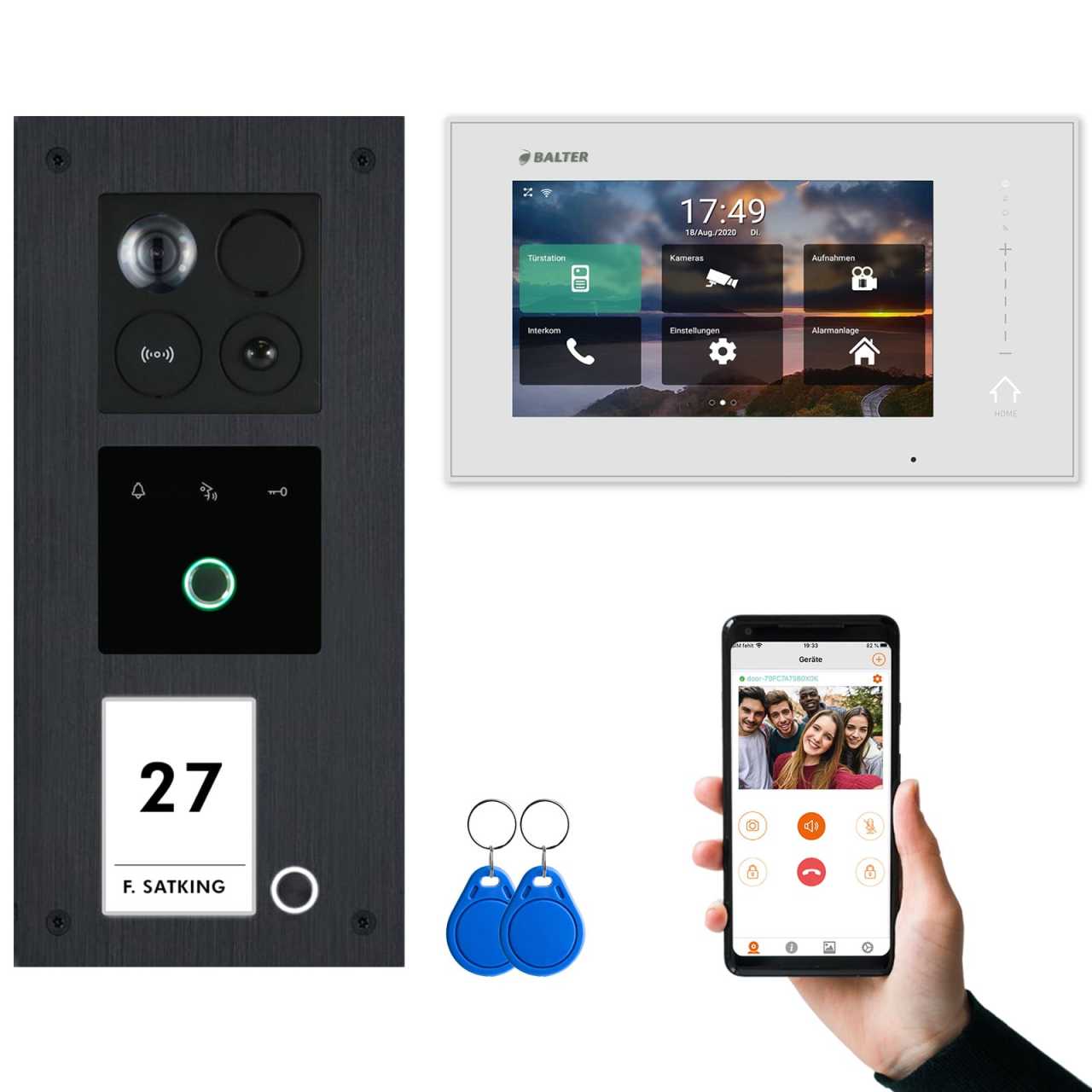 BALTER ERA IP Unterputz Video Türsprechanlagen mit Fingerprint Schwarz/Weiß 1 Familienhaus Set 1x 7 Monitor WiFi BALTER ERA IP Unterputz Video Türsprechanlagen mit Fingerprint Schwarz/Weiß 1 Familienhaus Set 1x 7 Monitor WiFi von Balter