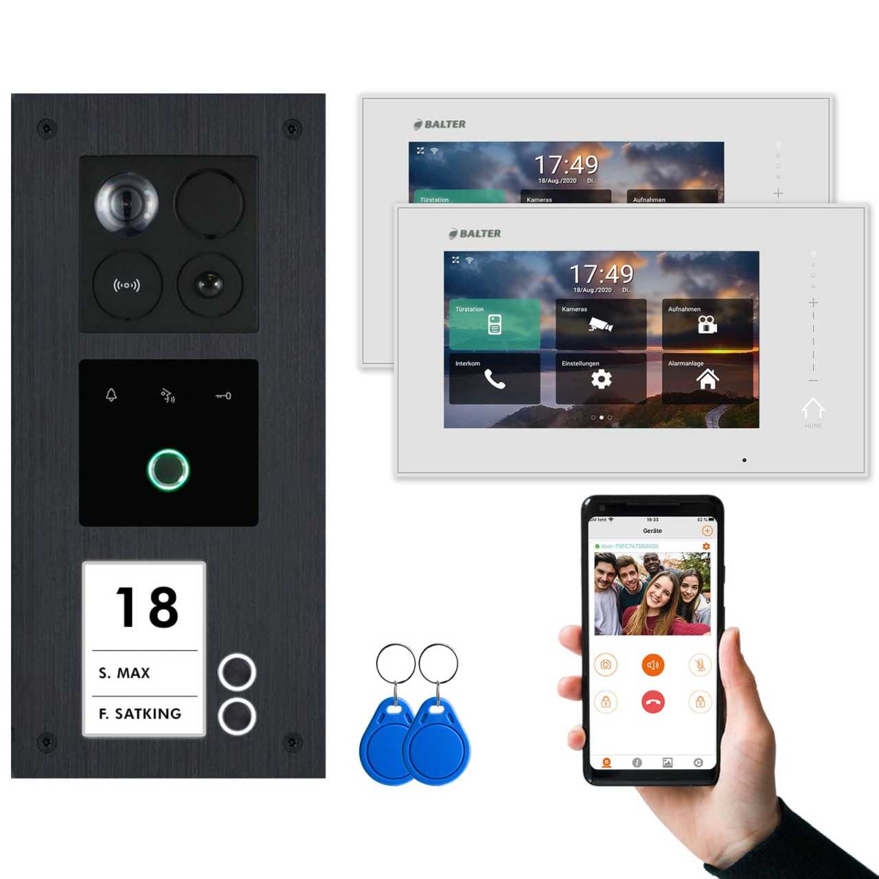 BALTER ERA IP Unterputz Video Türsprechanlagen mit Fingerprint Schwarz/Weiß 2 Familienhaus Set 2x 7 Monitor WiFi BALTER ERA IP Unterputz Video Türsprechanlagen mit Fingerprint Schwarz/Weiß 2 Familienhaus Set 2x 7 Monitor WiFi von Balter