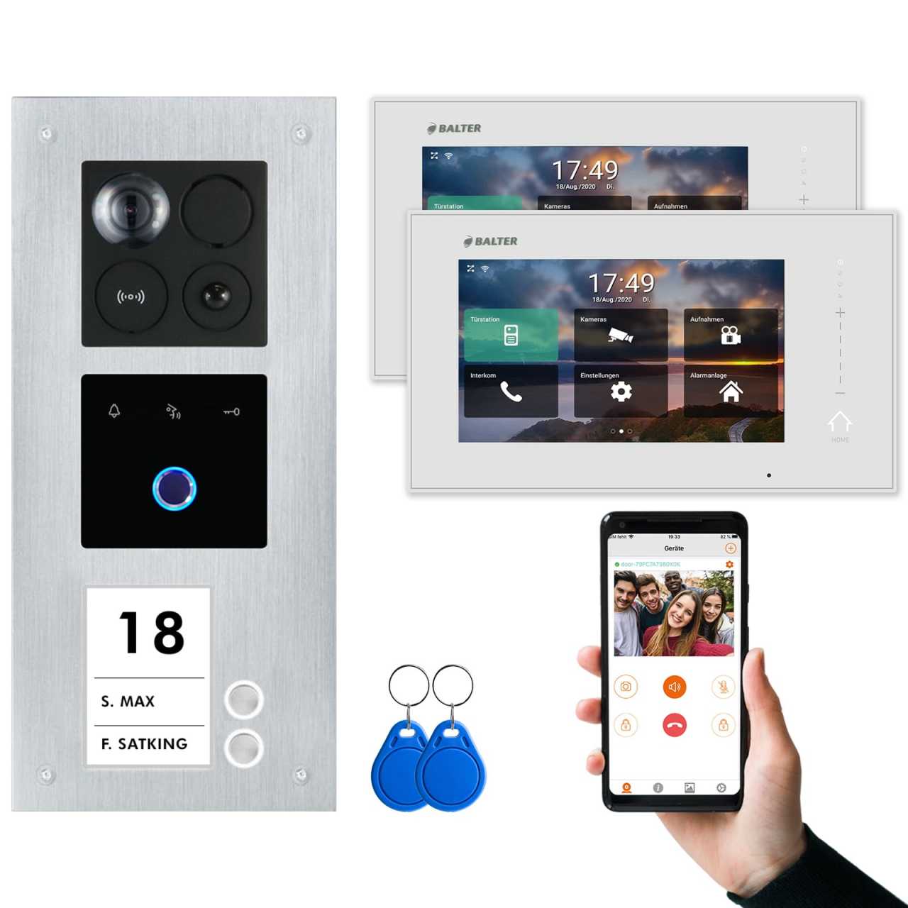 BALTER ERA IP Unterputz Video Türsprechanlagen mit Fingerprint Silber/Weiß 2 Familienhaus Set 2x 7 Monitor WiFi BALTER ERA IP Unterputz Video Türsprechanlagen mit Fingerprint Silber/Weiß 2 Familienhaus Set 2x 7 Monitor WiFi von Balter