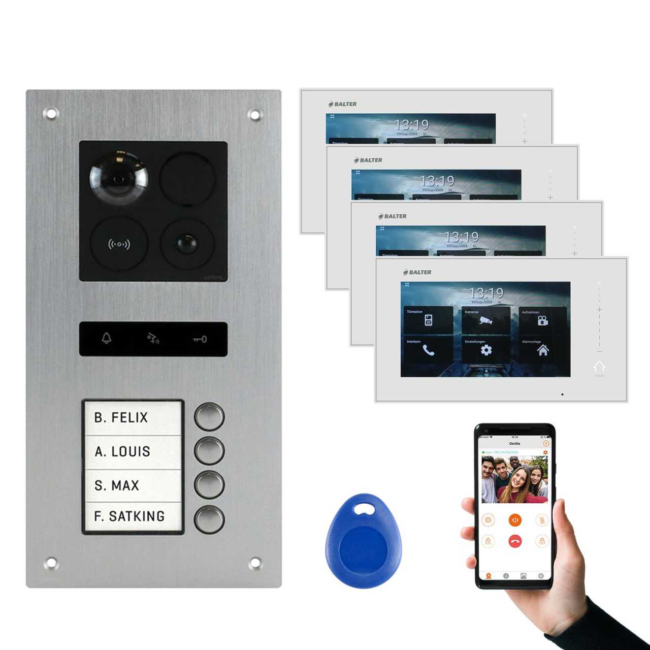 BALTER ERA Silber RFID 2-Draht BUS IP 7 WiFi Video Türstation iOS Android App für 4 Familienhaus BALTER ERA Silber RFID 2-Draht BUS IP 7 WiFi Video Türstation iOS Android App für 4 Familienhaus von Balter