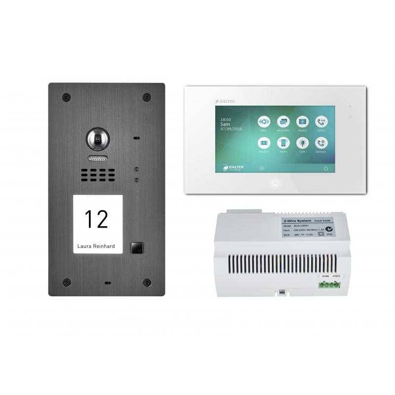BALTER EVIDA Graphit RFID Edelstahl 2-Draht BUS Video Türstation 7 Monitor 1 Familienhaus Set von Balter