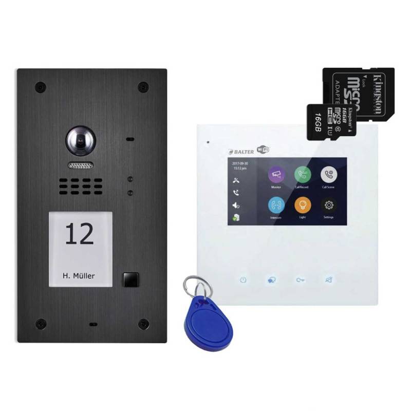 BALTER EVIDA Graphit RFID Edelstahl BUS Video Türstation 4.3 Monitor 1 Teilnehmer von Balter