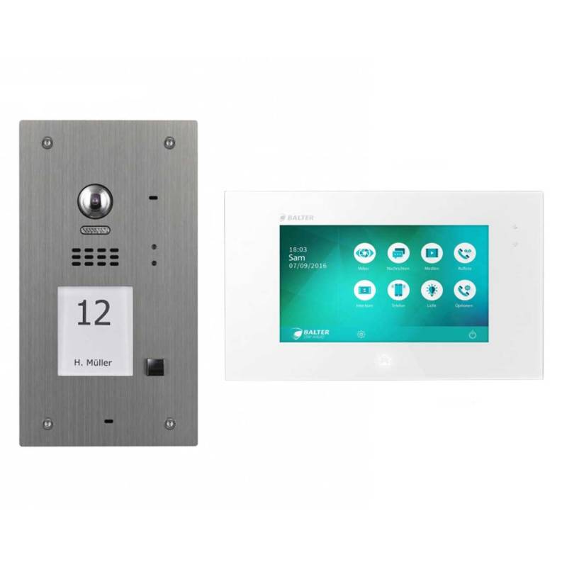 BALTER EVIDA Silber RFID Edelstahl Video Türstation 7 Set für 1 Teilnehmer 2-Draht BUS 170° Kamera von Balter