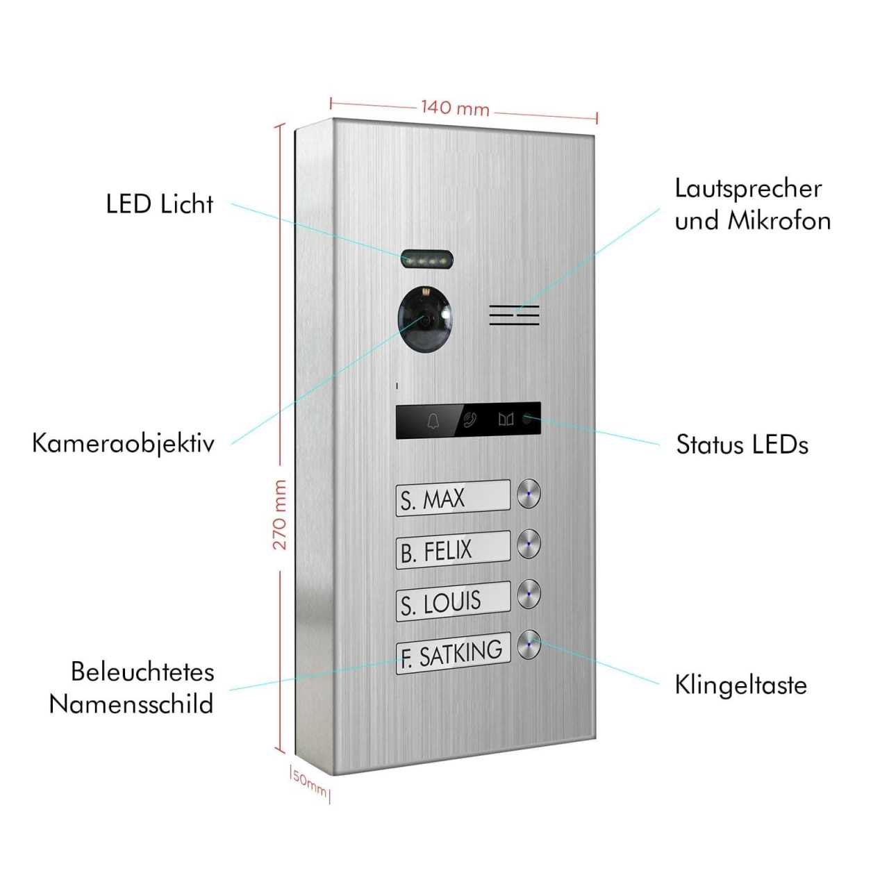 BALTER EVO Aufputz Edelstahl Türstation 2-Draht BUS 150° Weitwinkelobjektiv Silber 4 Familienhaus BALTER EVO Aufputz Edelstahl Türstation 2-Draht BUS 150° Weitwinkelobjektiv Silber 4 Familienhaus von Balter