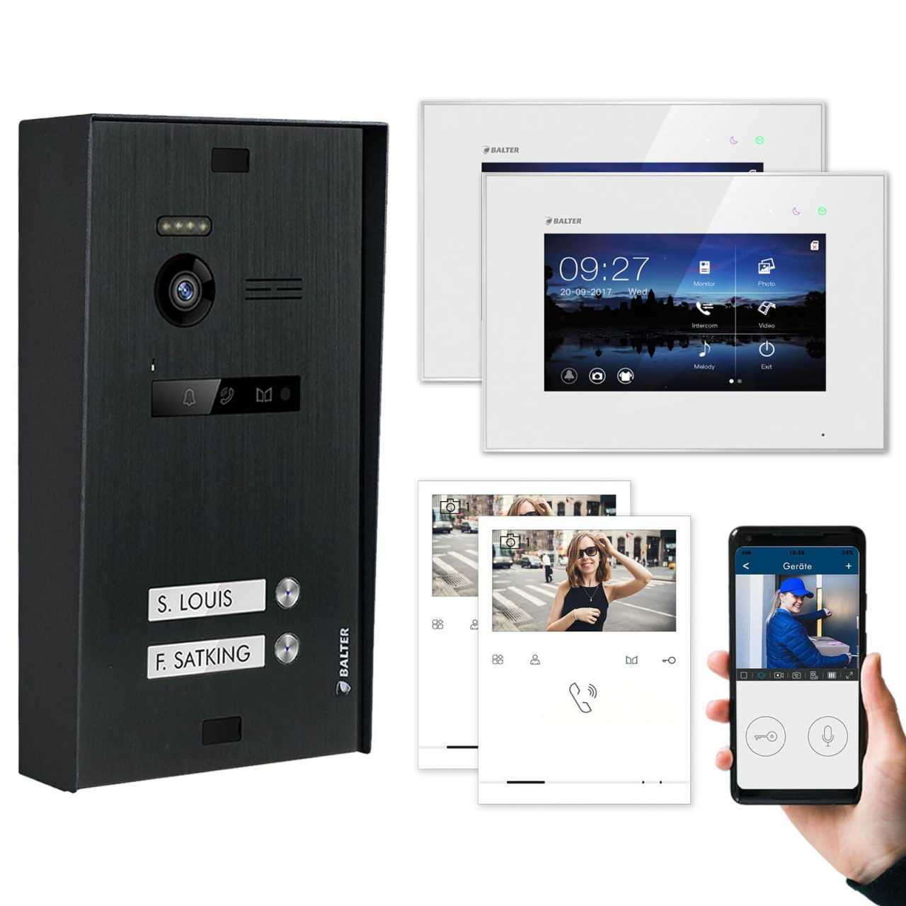 BALTER EVO Aufputz Video Türsprechanlagen Schwarz/Weiß Set 2 Familienhaus Schwarz 2x 7 Monitor WiFi + 2x Quick BALTER EVO Aufputz Video Türsprechanlagen Schwarz/Weiß Set 2 Familienhaus Schwarz 2x 7 Monitor WiFi + 2x Quick von Balter