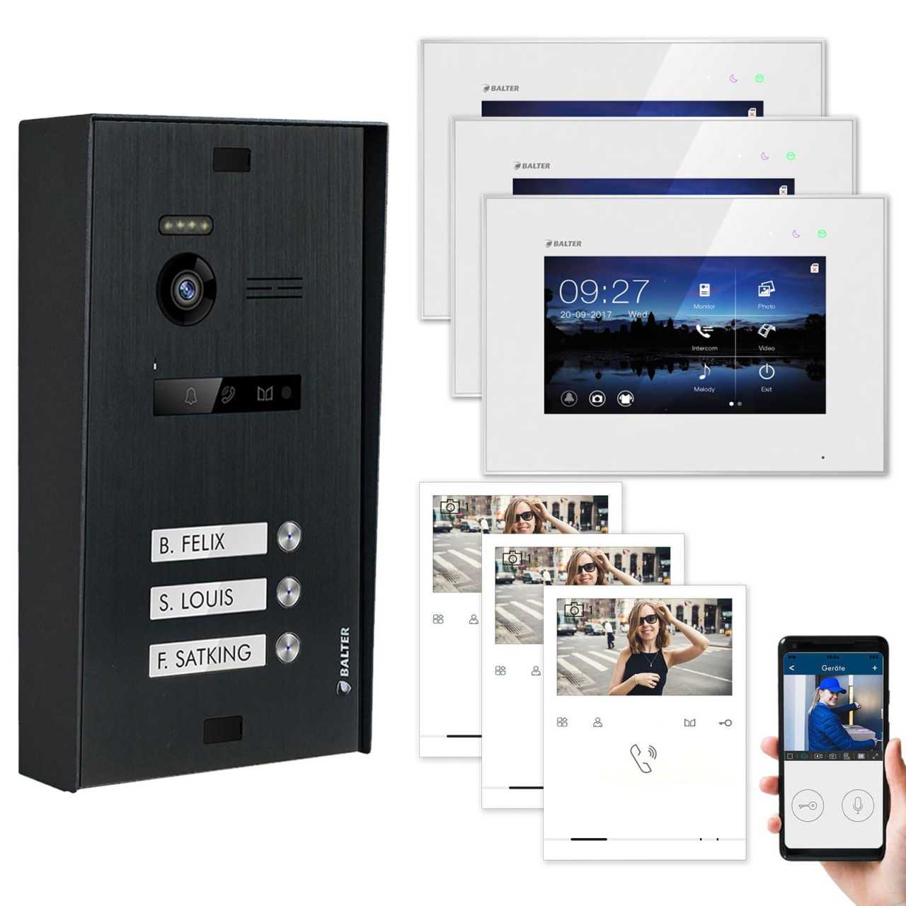 BALTER EVO Aufputz Video Türsprechanlagen Schwarz/Weiß Set 3 Familienhaus Schwarz 3x 7 Monitor WiFi + 3x Quick BALTER EVO Aufputz Video Türsprechanlagen Schwarz/Weiß Set 3 Familienhaus Schwarz 3x 7 Monitor WiFi + 3x Quick von Balter