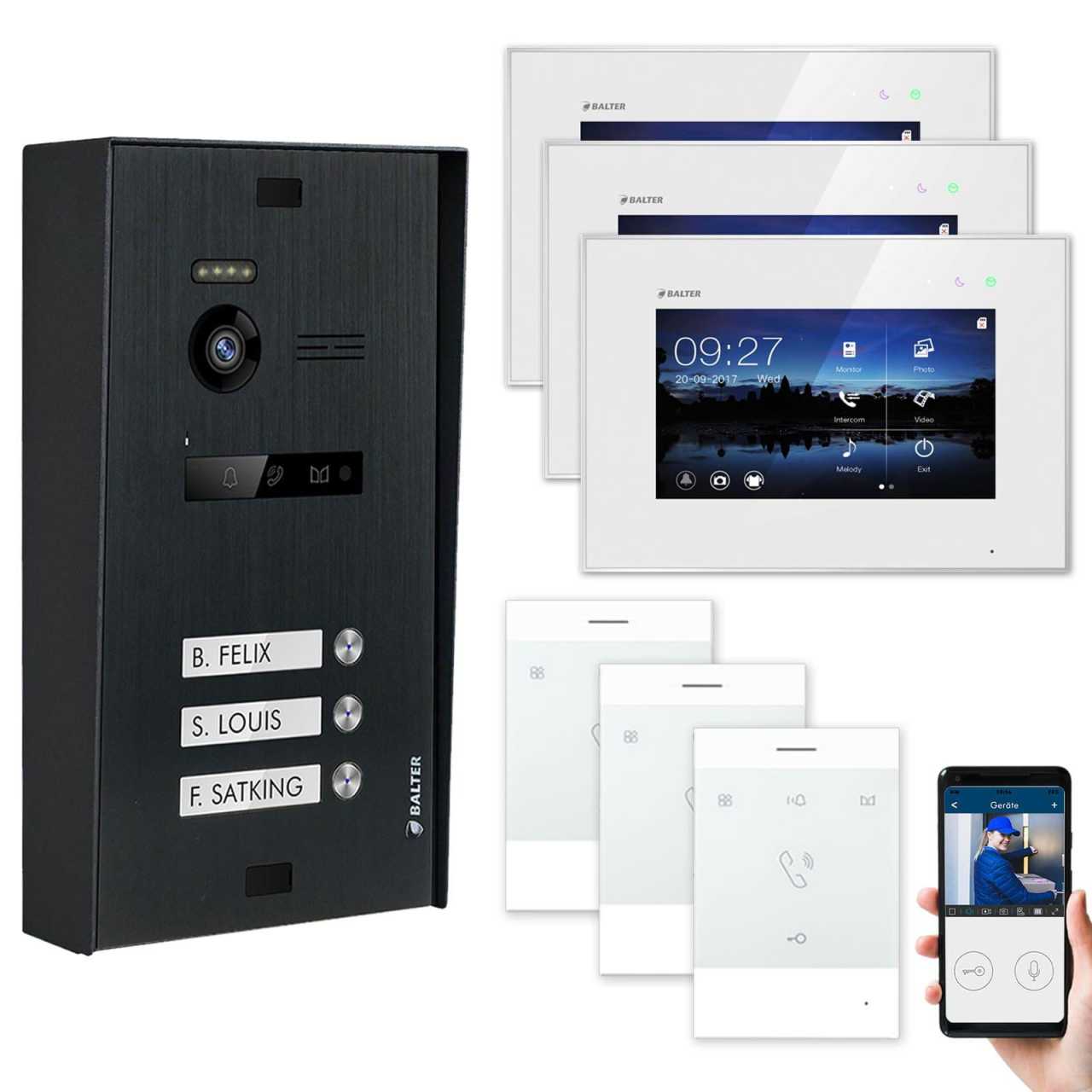 BALTER EVO Aufputz Video Türsprechanlagen Schwarz/Weiß Set 3 Familienhaus Schwarz 3x 7 Monitor Wifi + 3x Talk BALTER EVO Aufputz Video Türsprechanlagen Schwarz/Weiß Set 3 Familienhaus Schwarz 3x 7 Monitor Wifi + 3x Talk von Balter