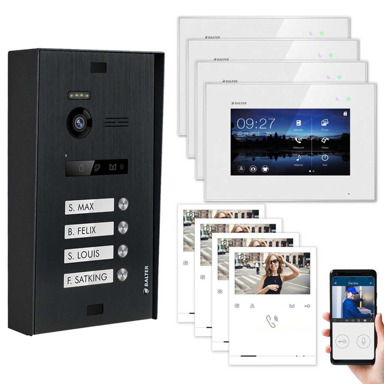 BALTER EVO Aufputz Video Türsprechanlagen Schwarz/Weiß Set 4 Familienhaus Schwarz 4x 7 Monitor WiFi + 4x Quick BALTER EVO Aufputz Video Türsprechanlagen Schwarz/Weiß Set 4 Familienhaus Schwarz 4x 7 Monitor WiFi + 4x Quick von Balter