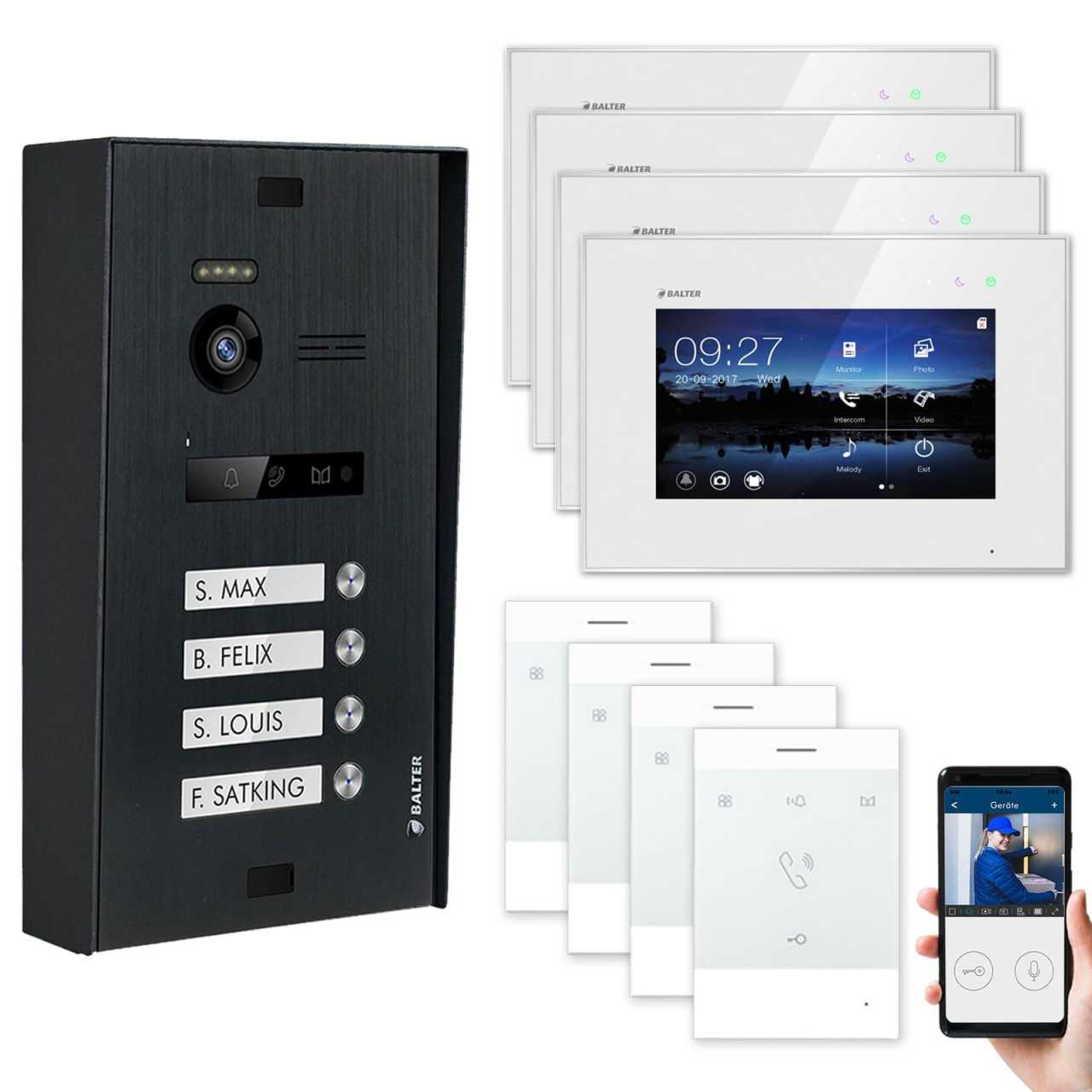 BALTER EVO Aufputz Video Türsprechanlagen Schwarz/Weiß Set 4 Familienhaus Schwarz 4x 7 Monitor WiFi + 4x Talk BALTER EVO Aufputz Video Türsprechanlagen Schwarz/Weiß Set 4 Familienhaus Schwarz 4x 7 Monitor WiFi + 4x Talk von Balter