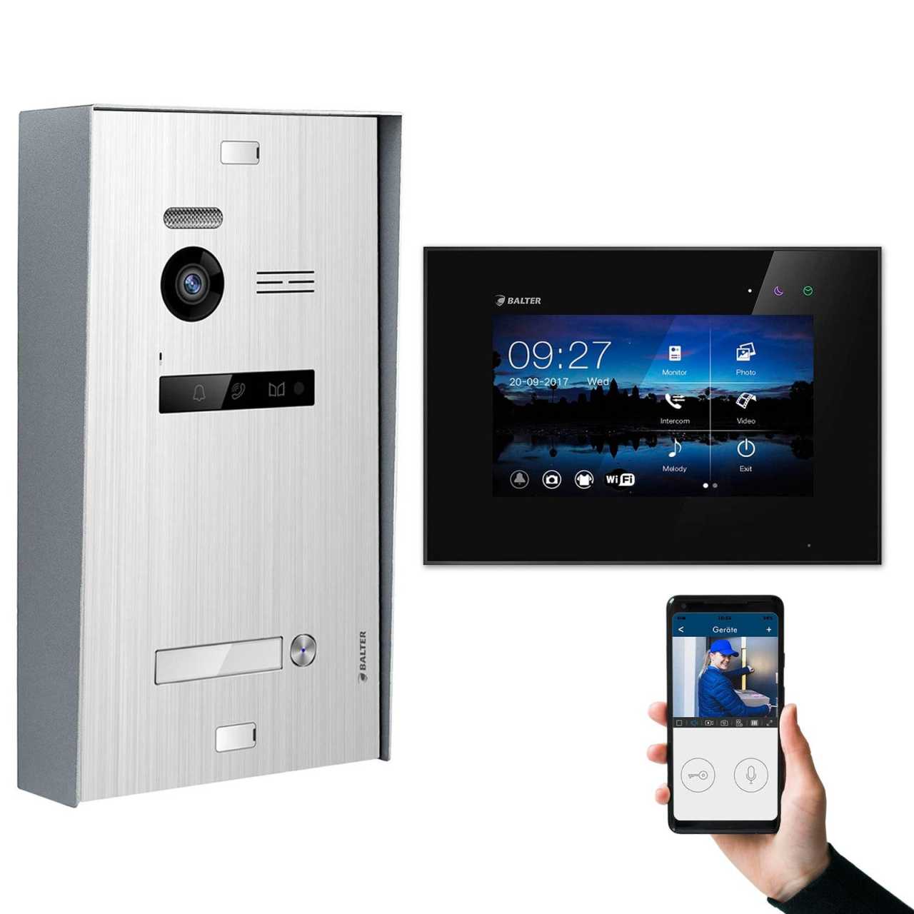BALTER EVO Aufputz Video Türsprechanlagen Silber/Schwarz Set 1 Familienhaus Silber 1x 7 Monitor WiFi BALTER EVO Aufputz Video Türsprechanlagen Silber/Schwarz Set 1 Familienhaus Silber 1x 7 Monitor WiFi von Balter