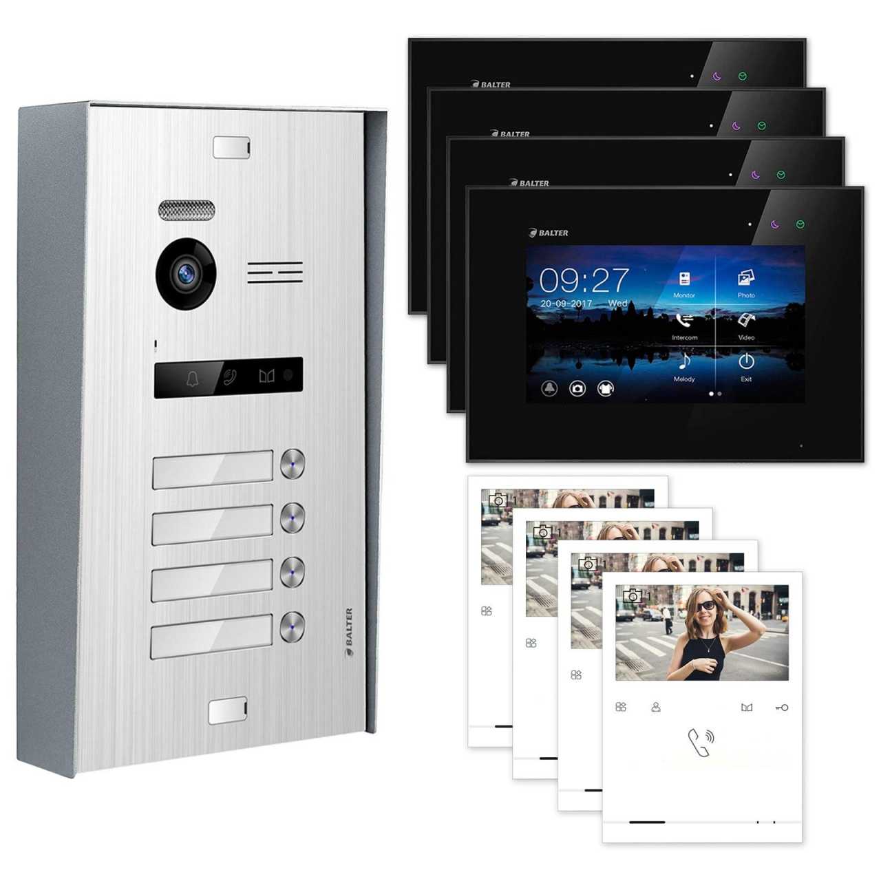 BALTER EVO Aufputz Video Türsprechanlagen Silber/Schwarz Set 4 Familienhaus Silber 4x 7 Monitor + 4x Quick BALTER EVO Aufputz Video Türsprechanlagen Silber/Schwarz Set 4 Familienhaus Silber 4x 7 Monitor + 4x Quick von Balter