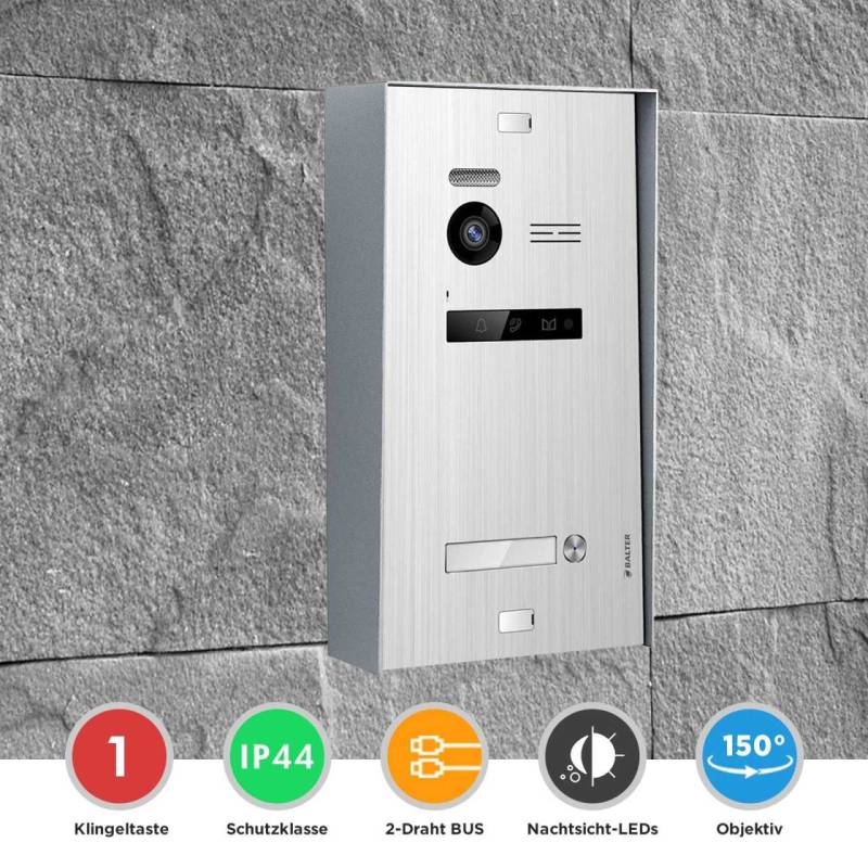 BALTER EVO Aufputz Video Türsprechanlagen Silber/Weiß Set 2x Quick 1 Familienhaus Silber von Balter