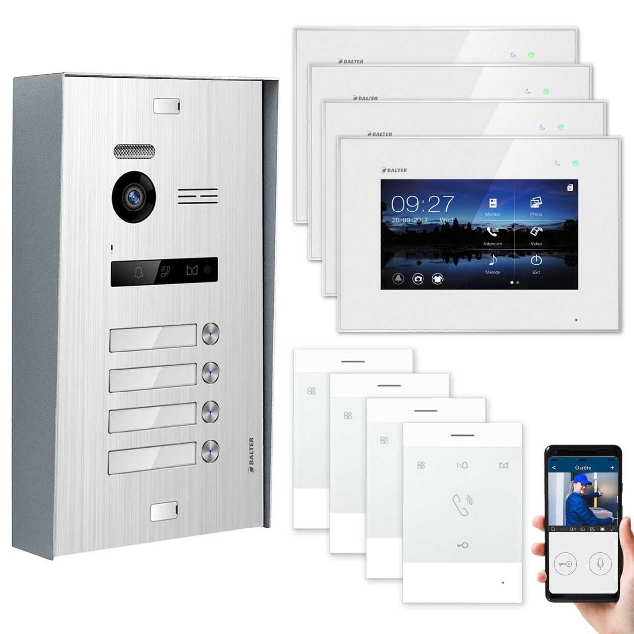 BALTER EVO Aufputz Video Türsprechanlagen Silber/Weiß Set 4 Familienhaus Silber 4x 7 Monitor WiFi + 4x Talk BALTER EVO Aufputz Video Türsprechanlagen Silber/Weiß Set 4 Familienhaus Silber 4x 7 Monitor WiFi + 4x Talk von Balter