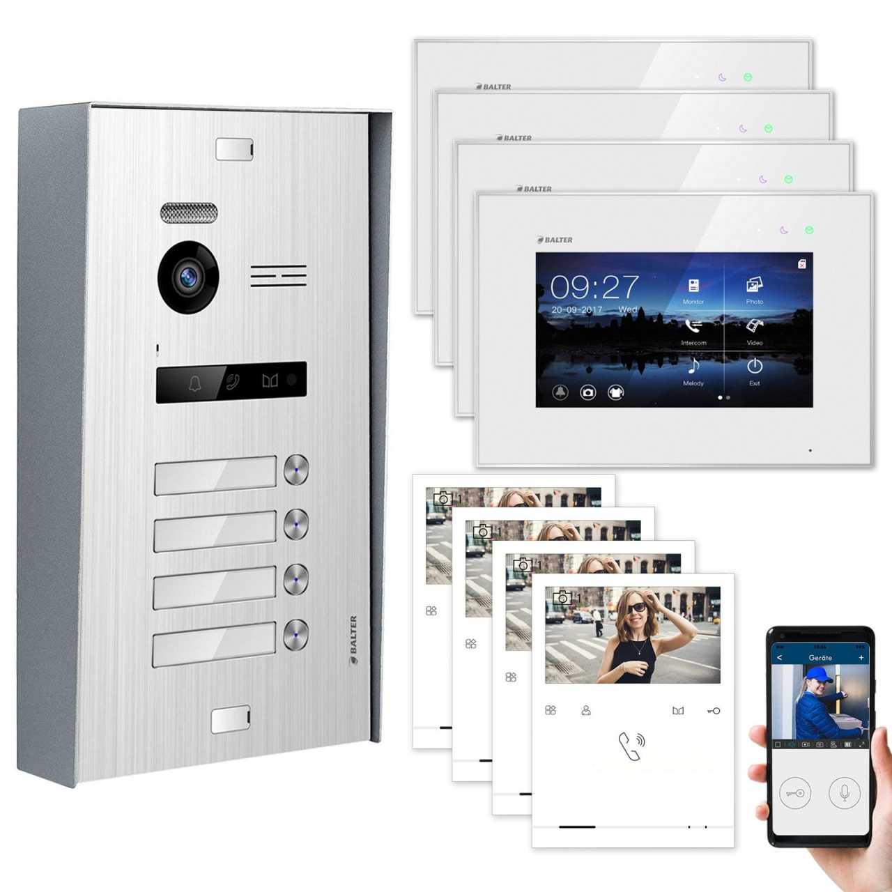 BALTER EVO Aufputz Video Türsprechanlagen Silber/Weiß Set 4 Familienhaus Silber 4x 7 Monitor WiFi + 4x Quick BALTER EVO Aufputz Video Türsprechanlagen Silber/Weiß Set 4 Familienhaus Silber 4x 7 Monitor WiFi + 4x Quick von Balter