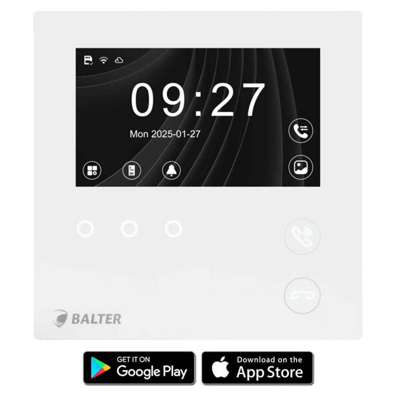 BALTER EVO HD MINI WiFi 4.3 Zoll Kompaktmonitor Weiß (Sensortasten Monitor IP über 2-Draht) von Balter