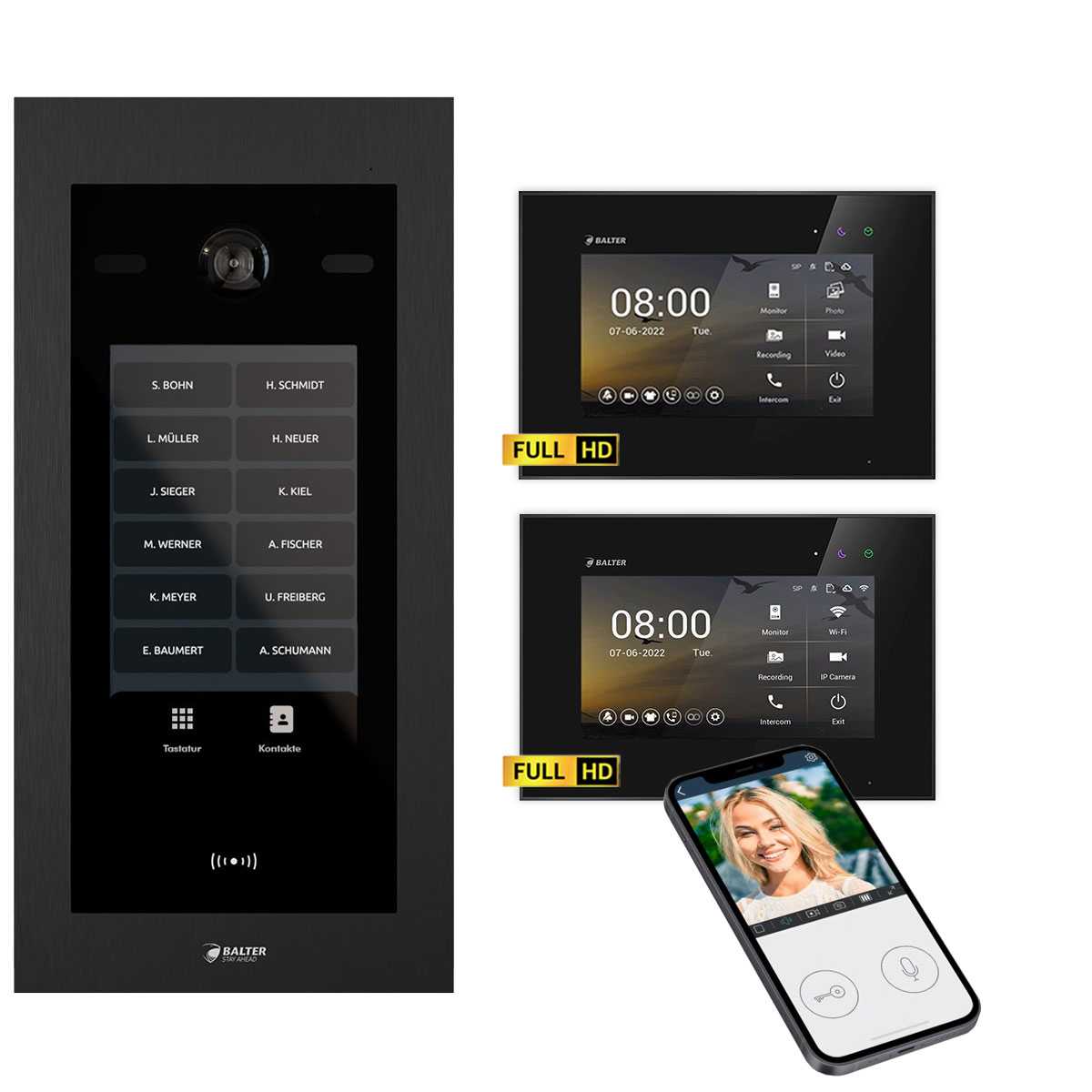 Balter EVO HD Touch Video Türsprechanlage Ein- & Mehrfamilienhaus Schwarz 1x 7 Monitor WiFi + 1x 7 Monitor Schwarz Balter EVO HD Touch Video Türsprechanlage Ein- & Mehrfamilienhaus Schwarz 1x 7 Monitor WiFi + 1x 7 Monitor Schwarz von Balter
