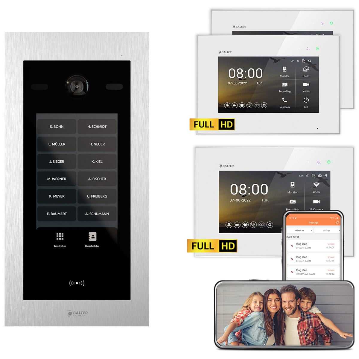 Balter EVO HD Touch Video Türsprechanlage Ein- & Mehrfamilienhaus Silber 1x 7 Monitor WiFi + 2x 7 Monitor Weiß Balter EVO HD Touch Video Türsprechanlage Ein- & Mehrfamilienhaus Silber 1x 7 Monitor WiFi + 2x 7 Monitor Weiß von Balter