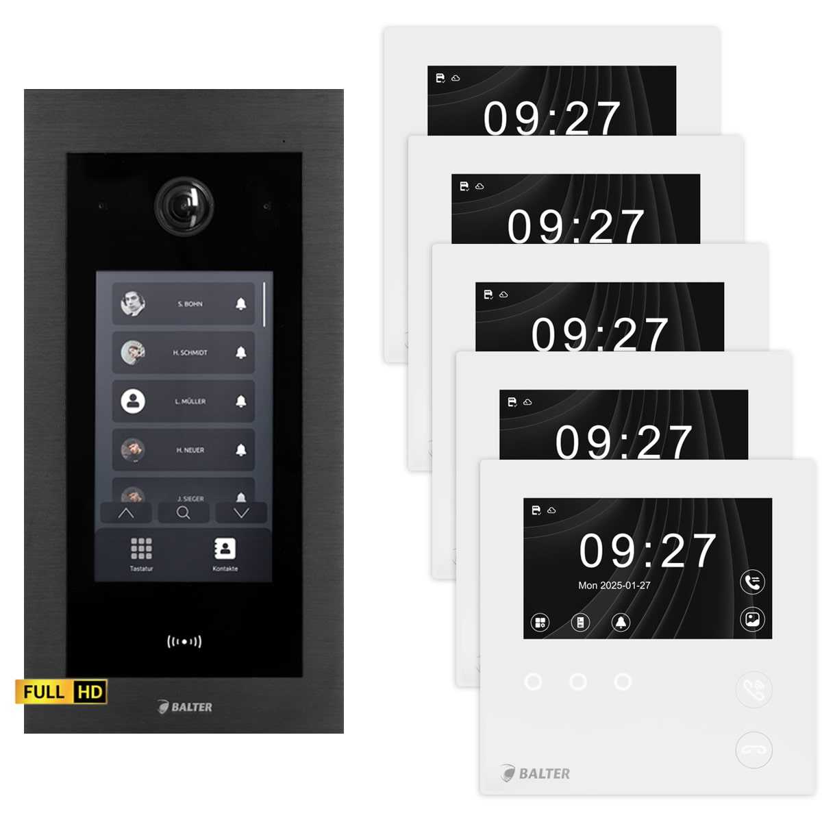 BALTER EVO HD Touch Video Türsprechanlage 4.3 Zoll Mini HD Monitor Set 5x Mini HD Monitor Weiß 5 Familienhaus Schwarz Unterputz BALTER EVO HD Touch Video Türsprechanlage 4.3 Zoll Mini HD Monitor Set 5x Mini HD Monitor Weiß 5 Familienhaus Schwarz Unterputz von Balter