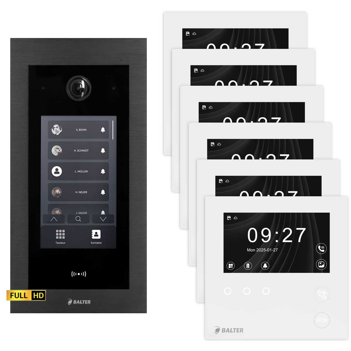 BALTER EVO HD Touch Video Türsprechanlage 4.3 Zoll Mini HD Monitor Set 6x Mini HD Monitor Weiß 6 Familienhaus Schwarz Unterputz BALTER EVO HD Touch Video Türsprechanlage 4.3 Zoll Mini HD Monitor Set 6x Mini HD Monitor Weiß 6 Familienhaus Schwarz Unterputz von Balter