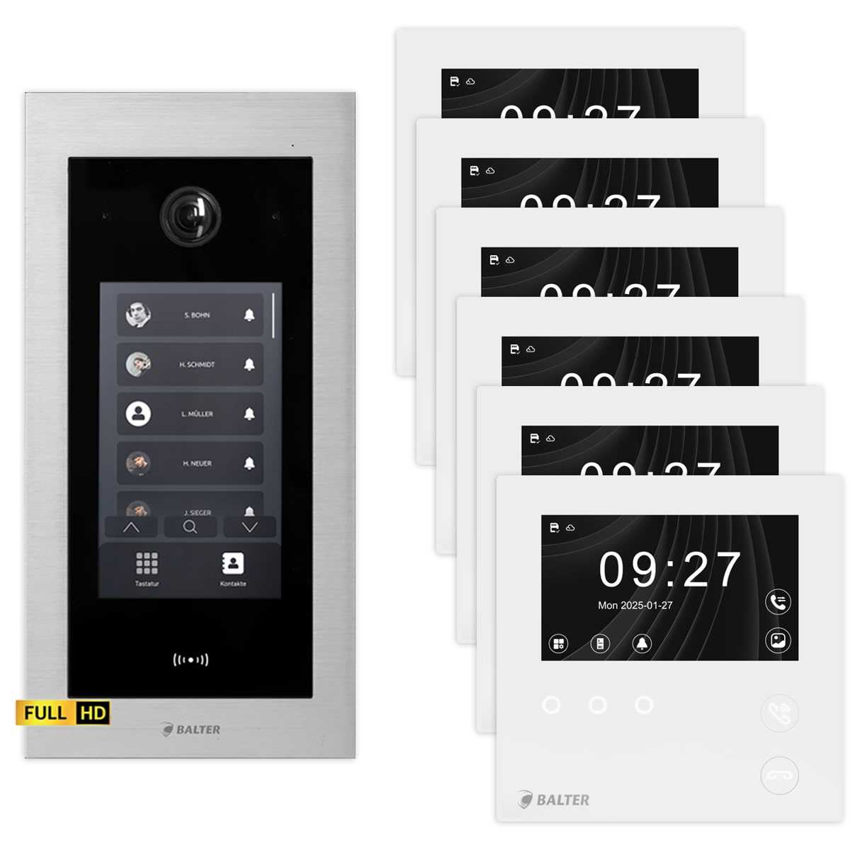 BALTER EVO HD Touch Video Türsprechanlage 4.3 Zoll Mini HD Monitor Set 6x Mini HD Monitor Weiß 6 Familienhaus Silber Unterputz BALTER EVO HD Touch Video Türsprechanlage 4.3 Zoll Mini HD Monitor Set 6x Mini HD Monitor Weiß 6 Familienhaus Silber Unterputz von Balter