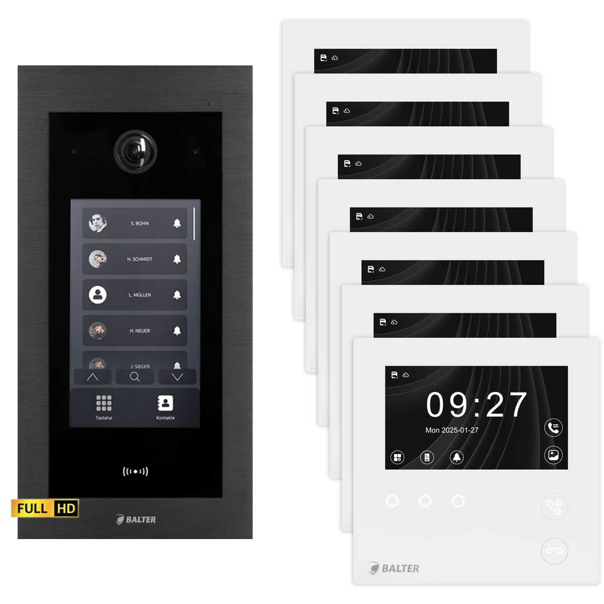 BALTER EVO HD Touch Video Türsprechanlage 4.3 Zoll Mini HD Monitor Set 7x Mini HD Monitor Weiß 7 Familienhaus Schwarz Unterputz BALTER EVO HD Touch Video Türsprechanlage 4.3 Zoll Mini HD Monitor Set 7x Mini HD Monitor Weiß 7 Familienhaus Schwarz Unterputz von Balter