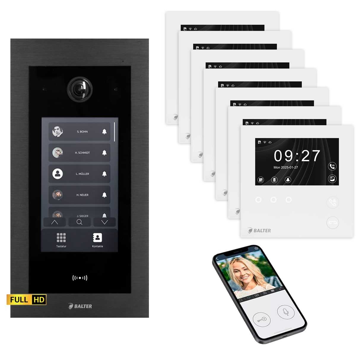 BALTER EVO HD Touch Video Türsprechanlage 4.3 Zoll Mini HD Monitor Set 7x Mini HD Monitor WiFi Weiß 7 Familienhaus Schwarz Unterputz BALTER EVO HD Touch Video Türsprechanlage 4.3 Zoll Mini HD Monitor Set 7x Mini HD Monitor WiFi Weiß 7 Familienhaus Schwarz Unterputz von Balter