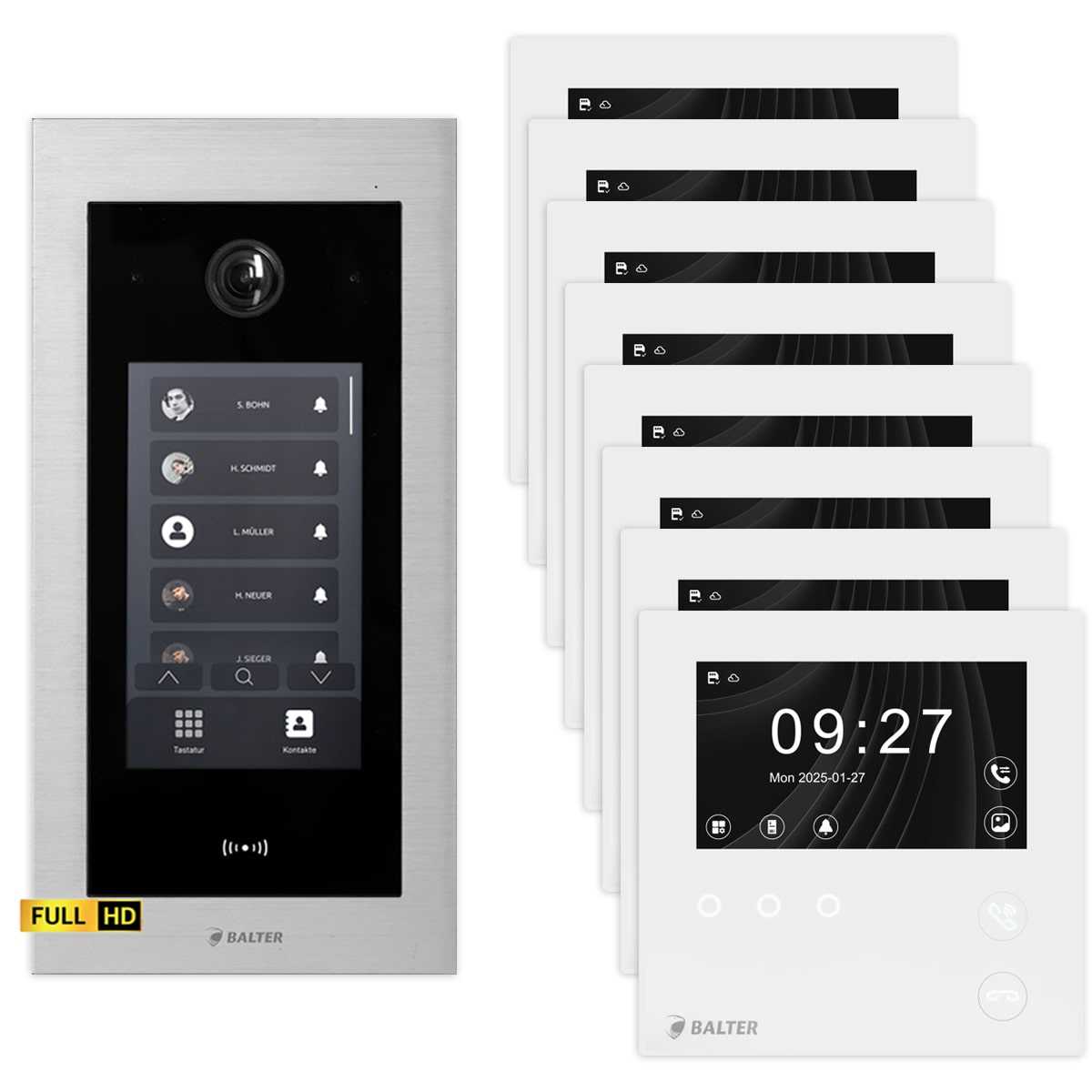 BALTER EVO HD Touch Video Türsprechanlage 4.3 Zoll Mini HD Monitor Set 8x Mini HD Monitor Weiß 8 Familienhaus Silber Unterputz BALTER EVO HD Touch Video Türsprechanlage 4.3 Zoll Mini HD Monitor Set 8x Mini HD Monitor Weiß 8 Familienhaus Silber Unterputz von Balter