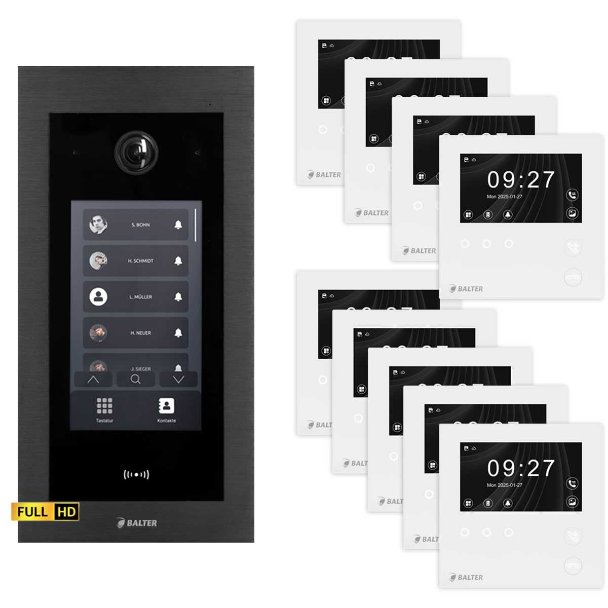 BALTER EVO HD Touch Video Türsprechanlage 4.3 Zoll Mini HD Monitor Set 9x Mini HD Monitor Weiß 9 Familienhaus Schwarz Unterputz BALTER EVO HD Touch Video Türsprechanlage 4.3 Zoll Mini HD Monitor Set 9x Mini HD Monitor Weiß 9 Familienhaus Schwarz Unterputz von Balter
