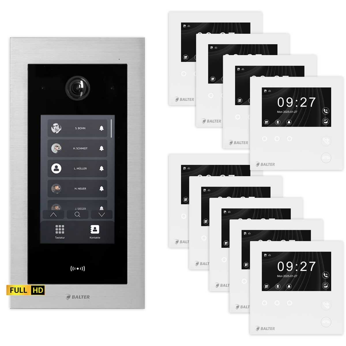 BALTER EVO HD Touch Video Türsprechanlage 4.3 Zoll Mini HD Monitor Set 9x Mini HD Monitor Weiß 9 Familienhaus Silber Unterputz BALTER EVO HD Touch Video Türsprechanlage 4.3 Zoll Mini HD Monitor Set 9x Mini HD Monitor Weiß 9 Familienhaus Silber Unterputz von Balter