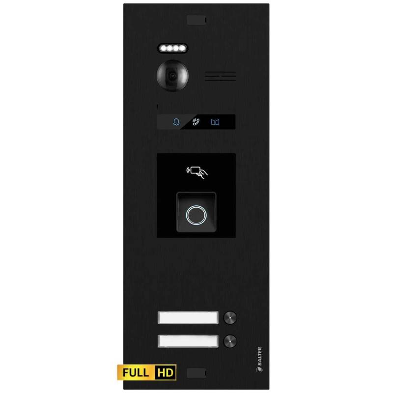BALTER EVO HD Türstation mit Fingerprint/RFID Modul Unterputz 2-Draht BUS 175° Weitwinkelkamera Schwarz 2 Familienhaus von Balter