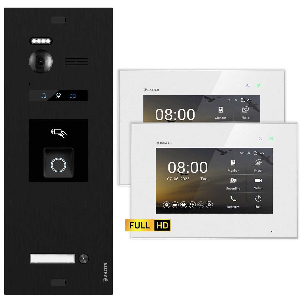 BALTER EVO HD Video Türsprechanlage mit Fingerprint Schwarz/Weiß 1 Familienhaus Set 2x 7 Monitor BALTER EVO HD Video Türsprechanlage mit Fingerprint Schwarz/Weiß 1 Familienhaus Set 2x 7 Monitor von Balter