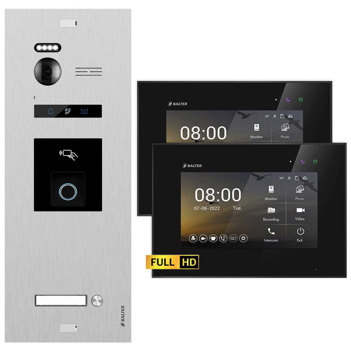 BALTER EVO HD Video Türsprechanlage mit Fingerprint Silber/Schwarz 1 Familienhaus Set 2x 7 Monitor BALTER EVO HD Video Türsprechanlage mit Fingerprint Silber/Schwarz 1 Familienhaus Set 2x 7 Monitor von Balter
