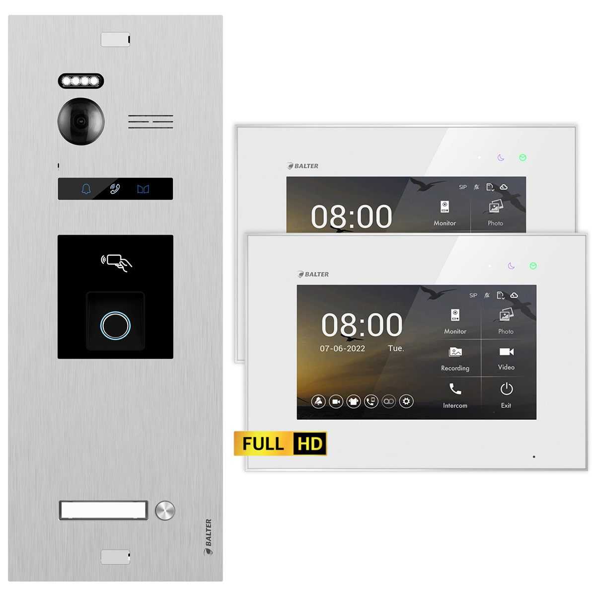 BALTER EVO HD Video Türsprechanlage mit Fingerprint Silber/Weiß 1 Familienhaus Set 2x 7 Monitor BALTER EVO HD Video Türsprechanlage mit Fingerprint Silber/Weiß 1 Familienhaus Set 2x 7 Monitor von Balter