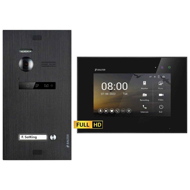 BALTER EVO HD Video Türsprechanlagen Schwarz/Schwarz 1 Familienhaus Set 1x 7 Monitor von Balter
