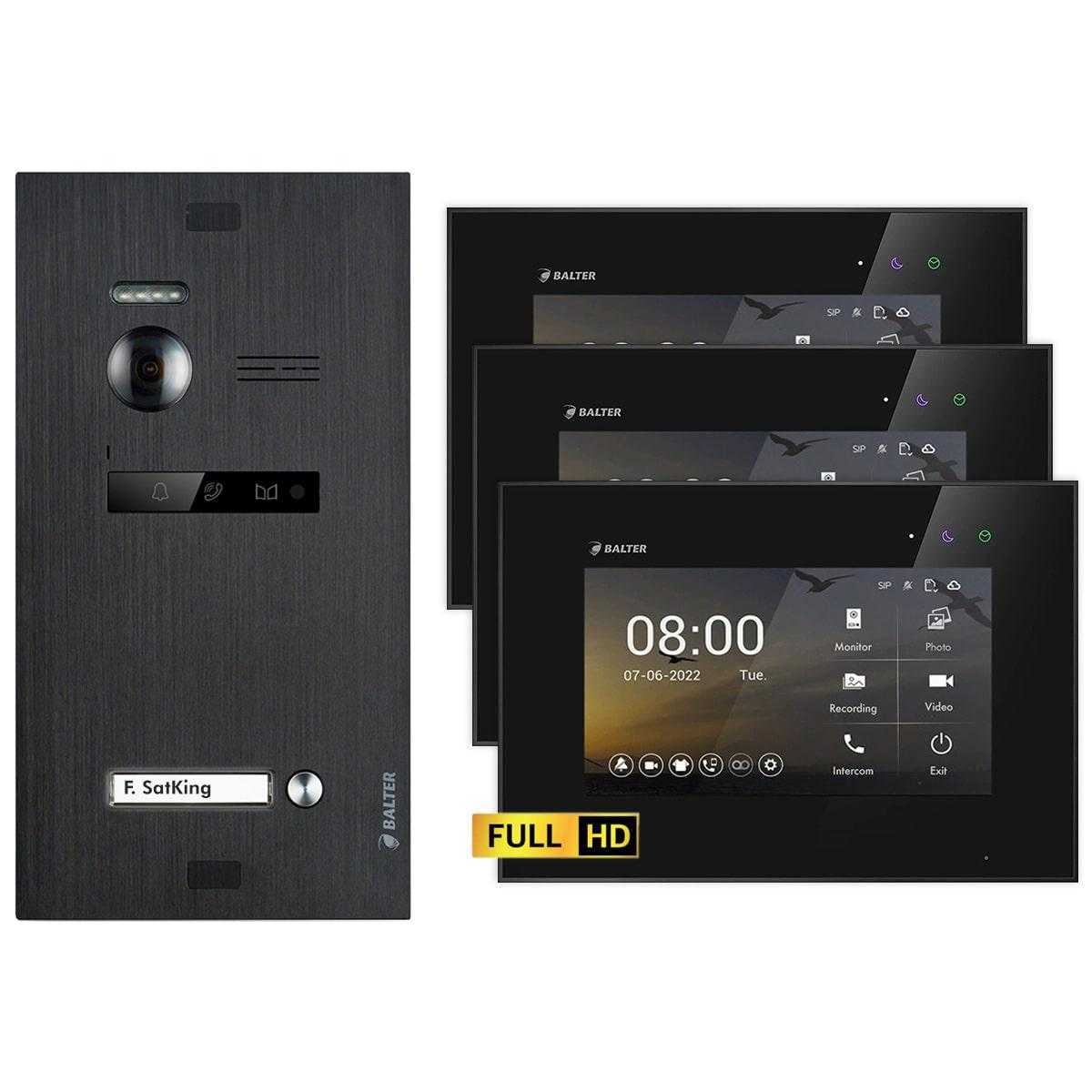 BALTER EVO HD Video Türsprechanlagen Schwarz/Schwarz 1 Familienhaus Set 3x 7 Monitor BALTER EVO HD Video Türsprechanlagen Schwarz/Schwarz 1 Familienhaus Set 3x 7 Monitor von Balter