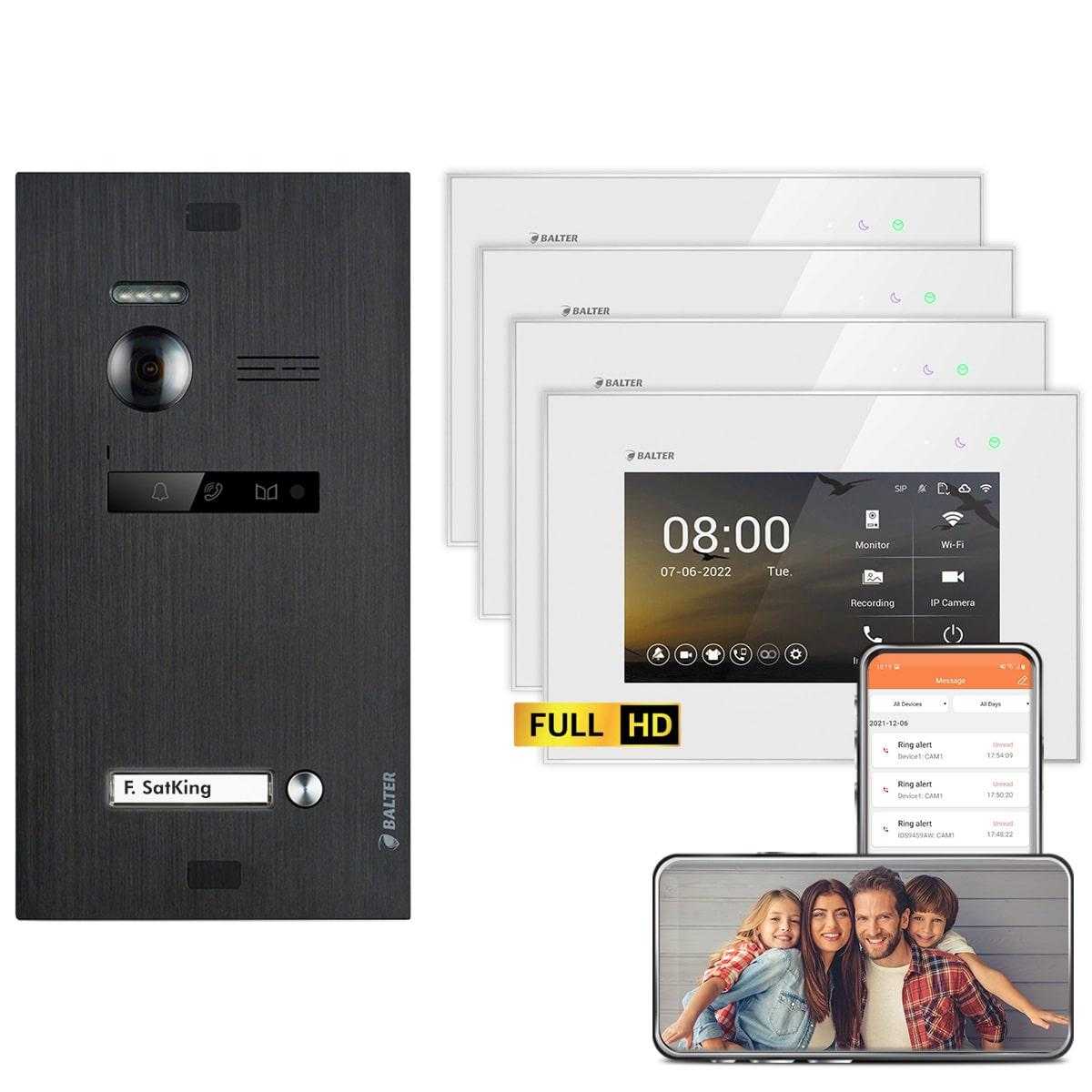 BALTER EVO HD Video Türsprechanlagen Schwarz/Weiß 1 Familienhaus Set 1x 7 Monitor WiFi + 3x 7 Monitor BALTER EVO HD Video Türsprechanlagen Schwarz/Weiß 1 Familienhaus Set 1x 7 Monitor WiFi + 3x 7 Monitor von Balter