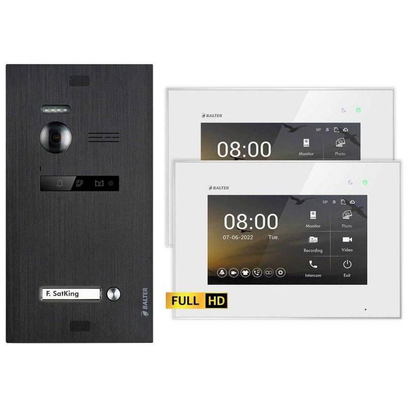 BALTER EVO HD Video Türsprechanlagen Schwarz/Weiß 1 Familienhaus Set 2x 7 Monitor von Balter
