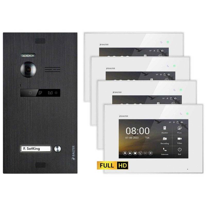 BALTER EVO HD Video Türsprechanlagen Schwarz/Weiß 1 Familienhaus Set 4x 7 Monitor von Balter
