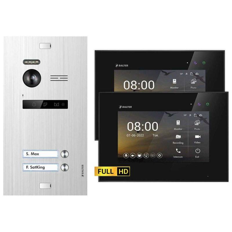 BALTER EVO HD Video Türsprechanlagen Silber/Schwarz 2 Familienhaus Set 2x 7 Monitor von Balter