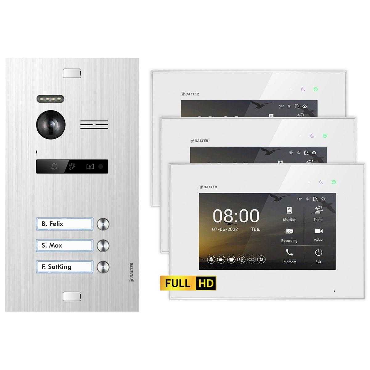 BALTER EVO HD Video Türsprechanlagen Silber/Weiss 3 Familienhaus Set 3x 7 Monitor BALTER EVO HD Video Türsprechanlagen Silber/Weiss 3 Familienhaus Set 3x 7 Monitor von Balter