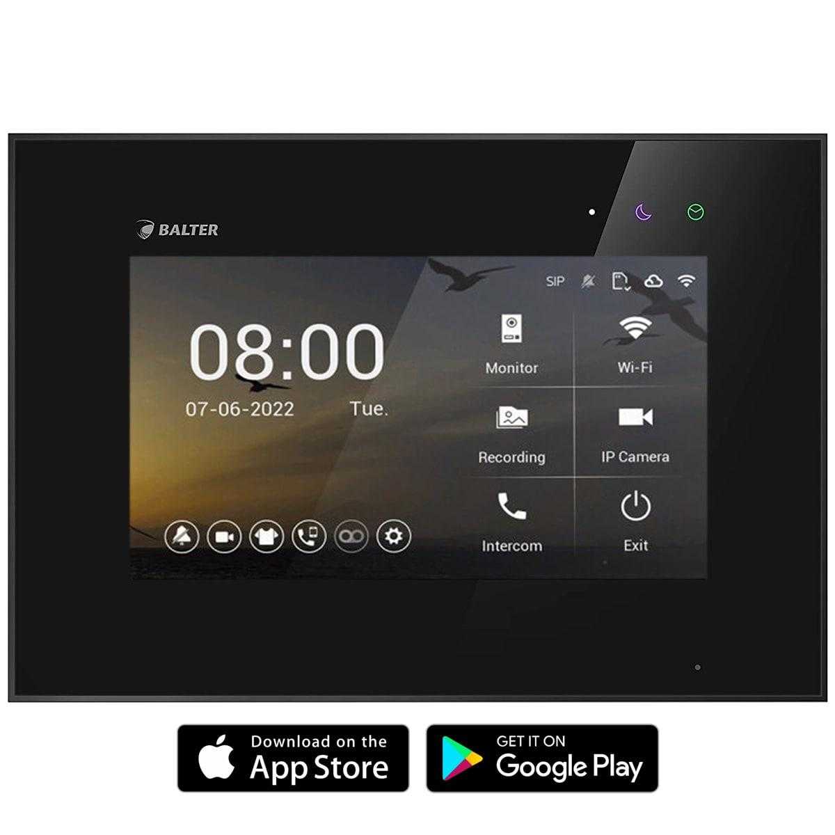 BALTER EVO HD WiFi 7 Videostation Schwarz (Touchscreen HD-Bildschirm 2-Draht IP App Steuerung) von Balter