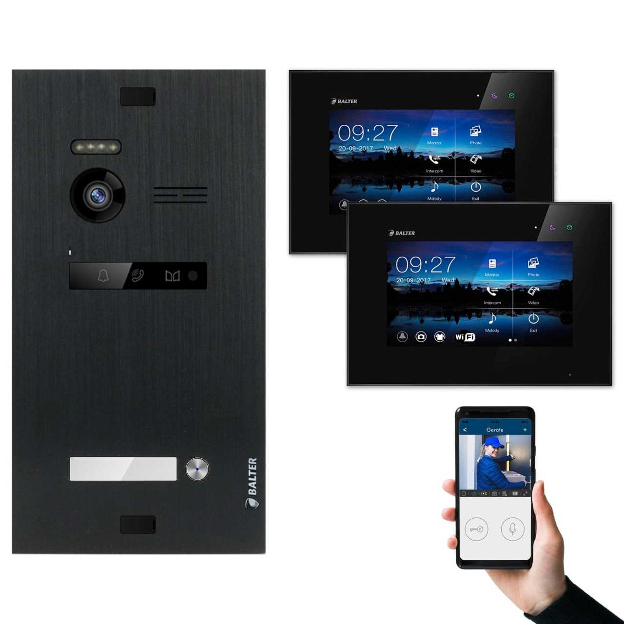 BALTER EVO Video Türsprechanlagen Schwarz Set 1 Familienhaus Schwarz 1x 7 Monitor WiFi + 1x 7 Monitor BALTER EVO Video Türsprechanlagen Schwarz Set 1 Familienhaus Schwarz 1x 7 Monitor WiFi + 1x 7 Monitor von Balter