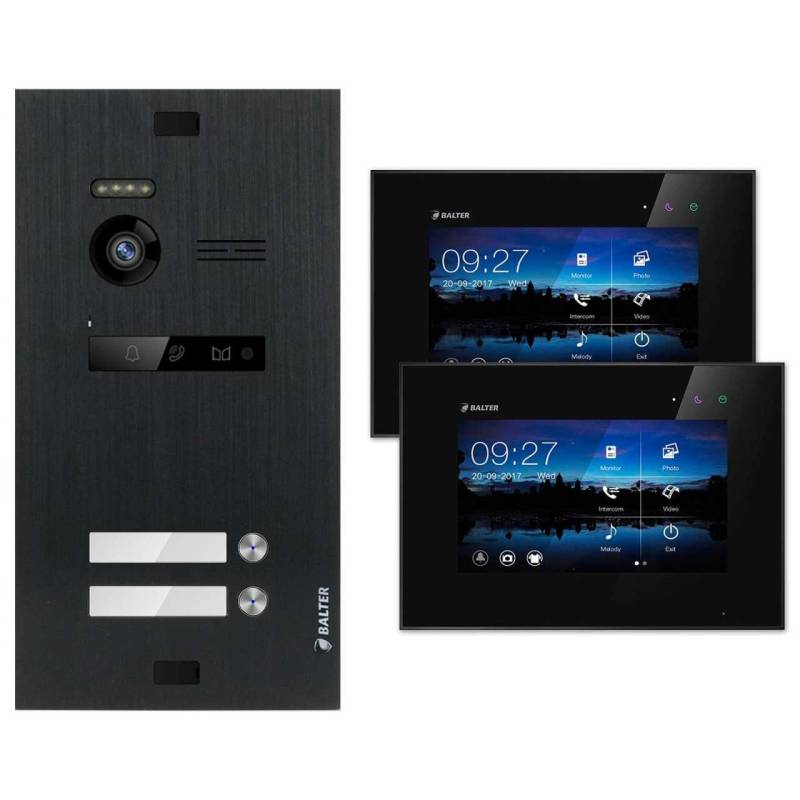 BALTER EVO Video Türsprechanlagen Schwarz Set 2 Familienhaus Schwarz 2x 7 Monitor von Balter