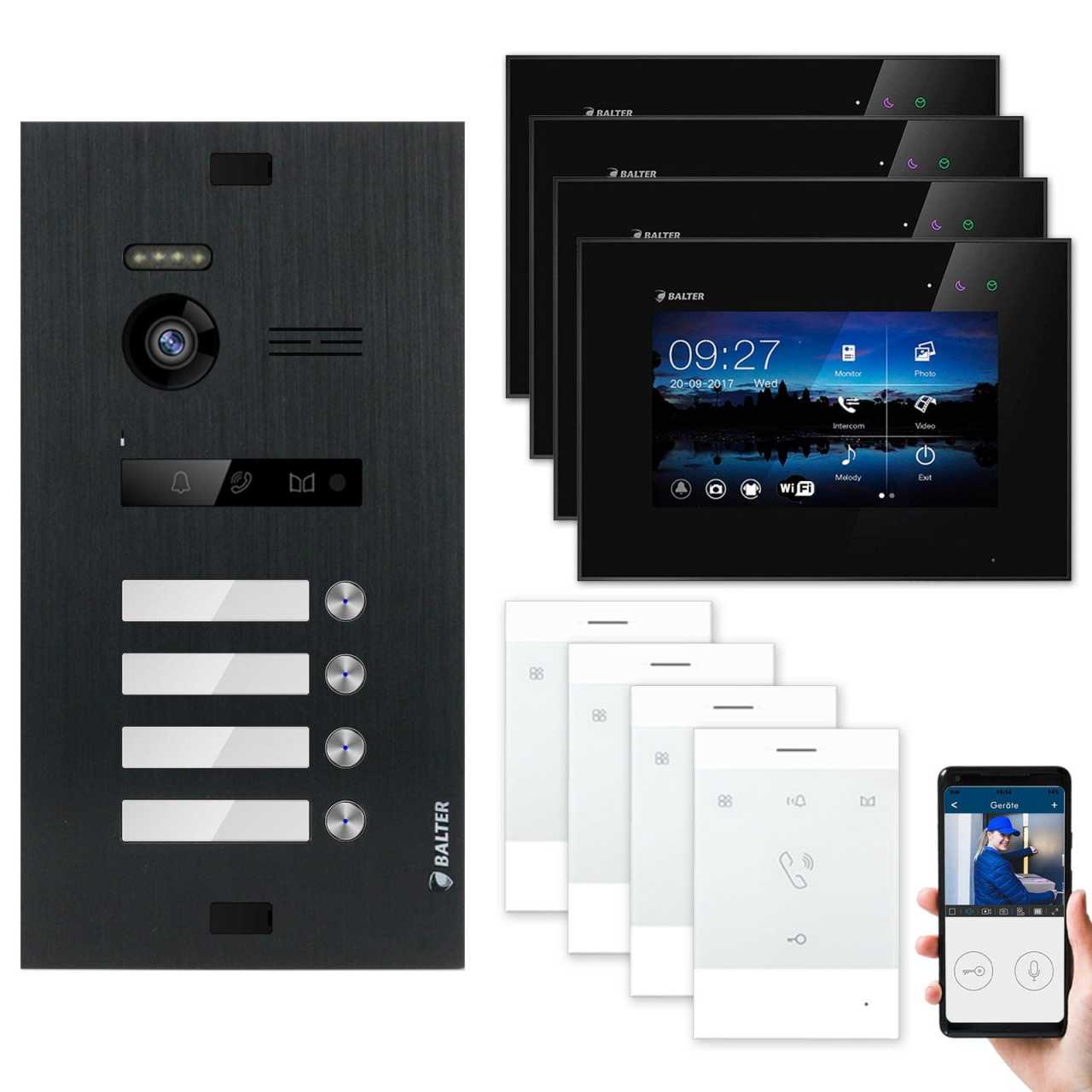 BALTER EVO Video Türsprechanlagen Schwarz Set 4 Familienhaus Schwarz 4x 7 Monitor WiFi + 4x Talk BALTER EVO Video Türsprechanlagen Schwarz Set 4 Familienhaus Schwarz 4x 7 Monitor WiFi + 4x Talk von Balter