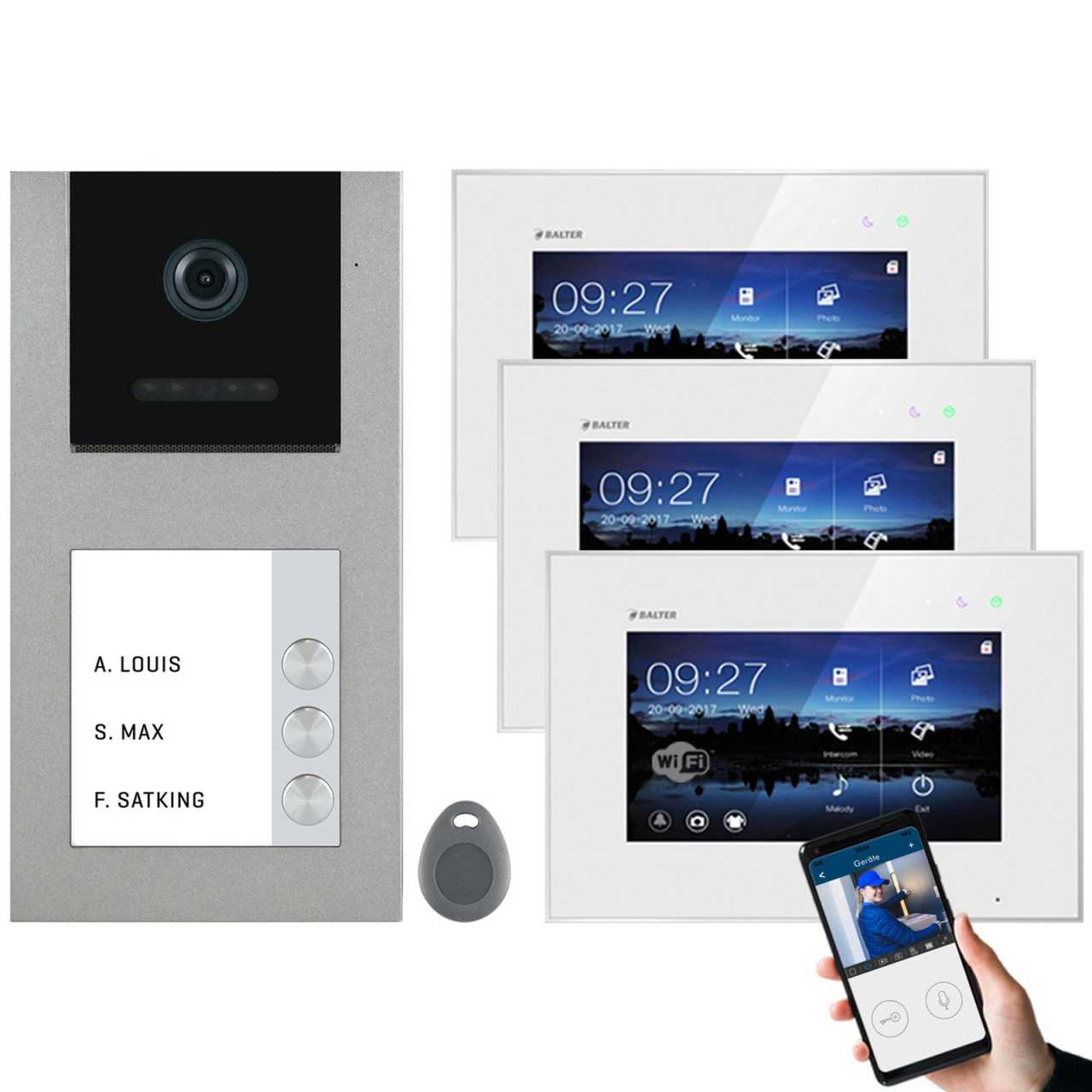 Balter EVO-AP Grau Video Türsprechanlage 7 WiFi Touchscreen RFID 2-Draht BUS Set für 3 Teilnehmer Balter EVO-AP Grau Video Türsprechanlage 7 WiFi Touchscreen RFID 2-Draht BUS Set für 3 Teilnehmer von Balter