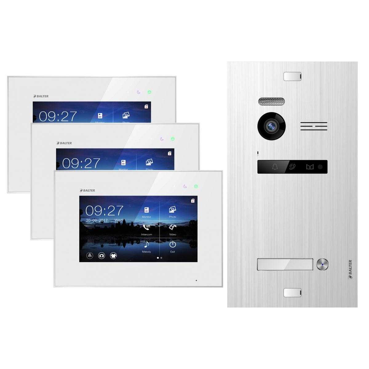 Balter EVO SILVER Video-Türsprechanlage 3x7 Touchscreen 2-Draht BUS Komplettsystem für 1 Teilnehmer von Balter