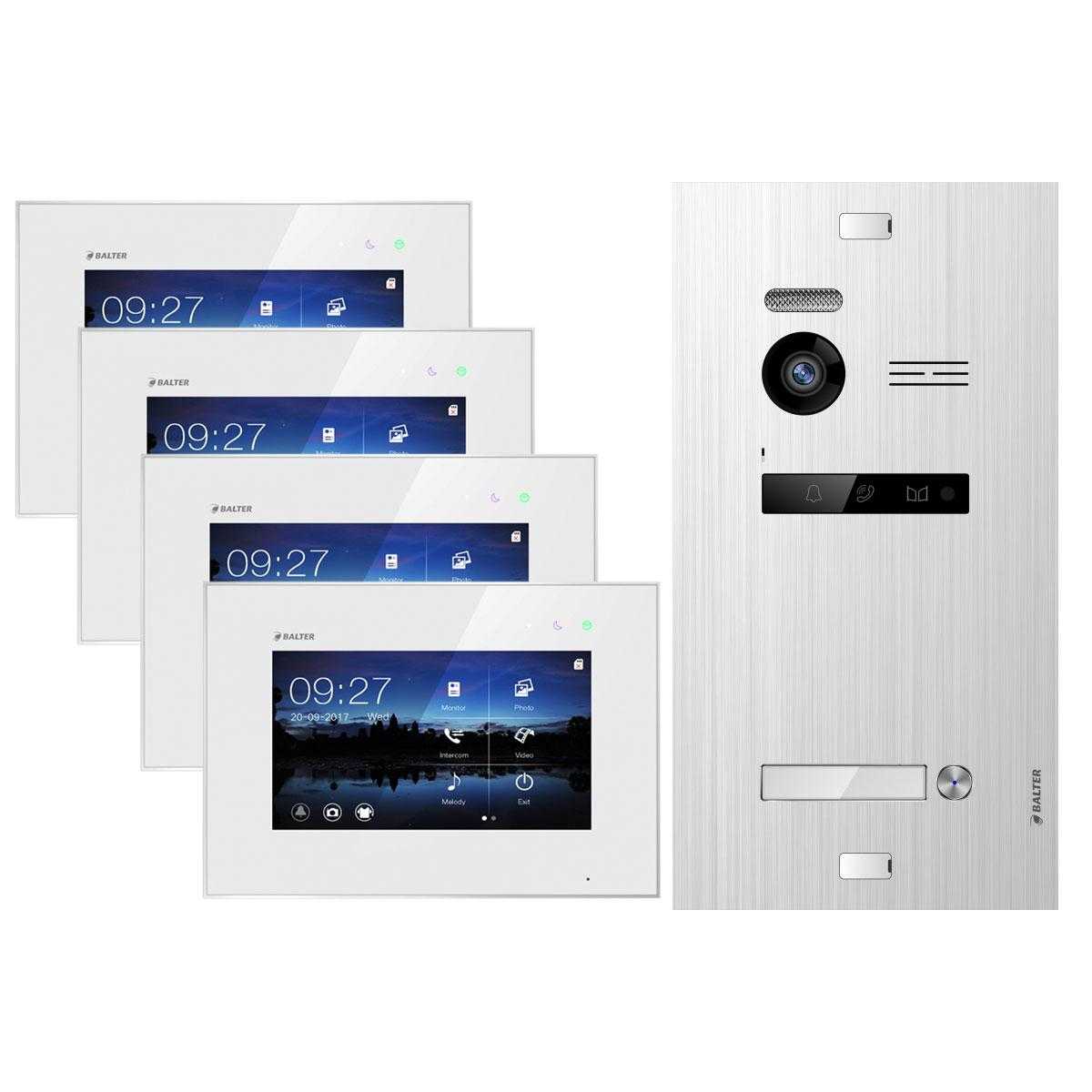 Balter EVO SILVER Video-Türsprechanlage 4x7 Touchscreen 2-Draht BUS Komplettsystem für 1 Teilnehmer von Balter